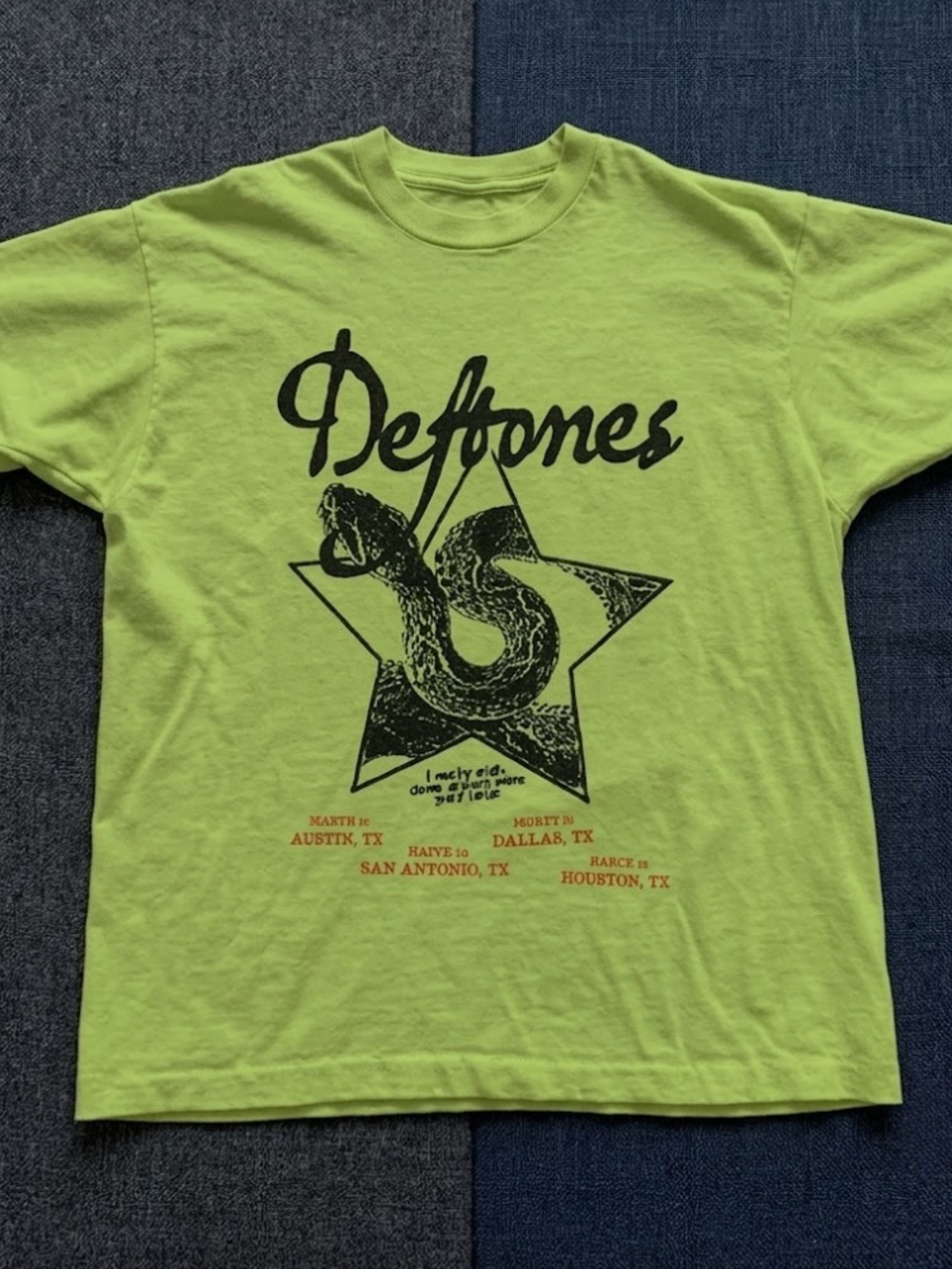 Gildan Lime Green Deftones Snake Graphic Tee